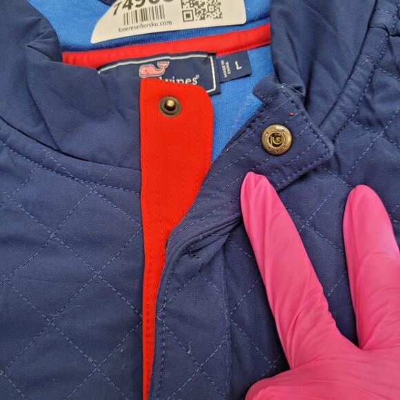 Vineyard-Vines Sweater Large 24x28 Baggy Crop Blue - Picture 2 of 14